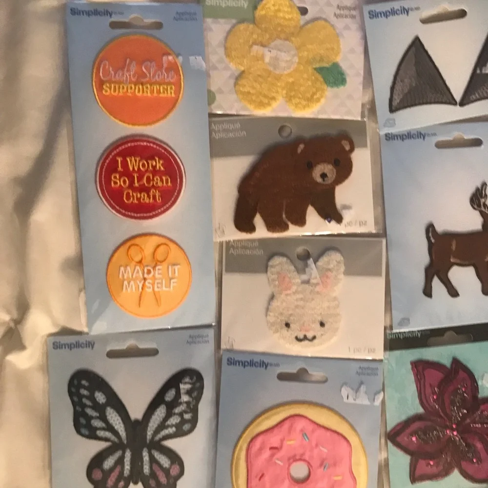 Lot 62 Simplicity Owl Iron-On Patch crab cat poop baby bow